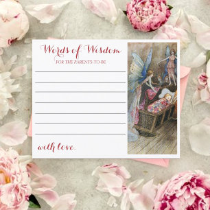 Pink Fairy Baby Blessing Baby Shower Advice Card