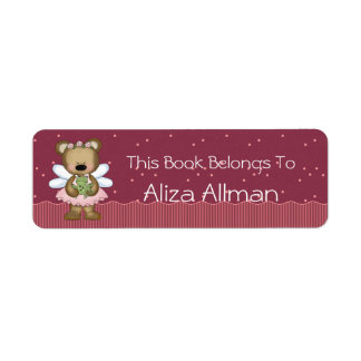 Pink Fairy Bear Bookplate Label