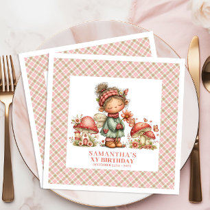 Pink Fairy Cottagecore Floral Birthday Celebration Napkin
