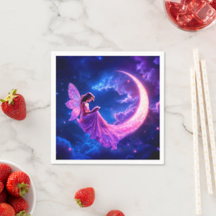 Pink fairy crescent moon glow cute magic napkin