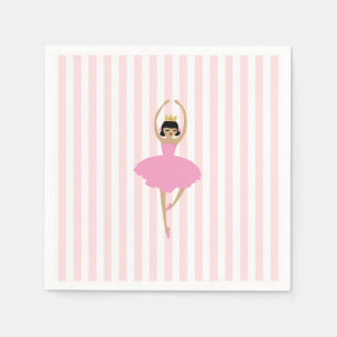 Pink Fairy Dancer Ballerina Painting Pink Stripe Napkin