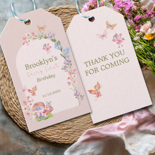 Pink Fairy First Girl Birthday Favour Gift Tag