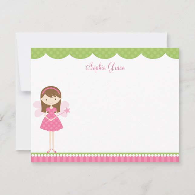 Pink Fairy Flat Note Card (Front)
