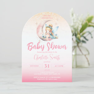 Pink Fairy Girl Baby Shower Arch Invitation