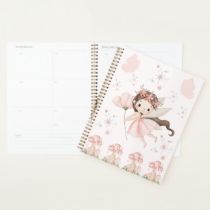 Pink Fairy Girl   Cute Pastel Fairy Illustration Planner