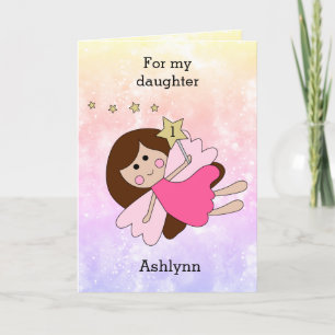 Pink Fairy Girl Happy 1st Birthday Card