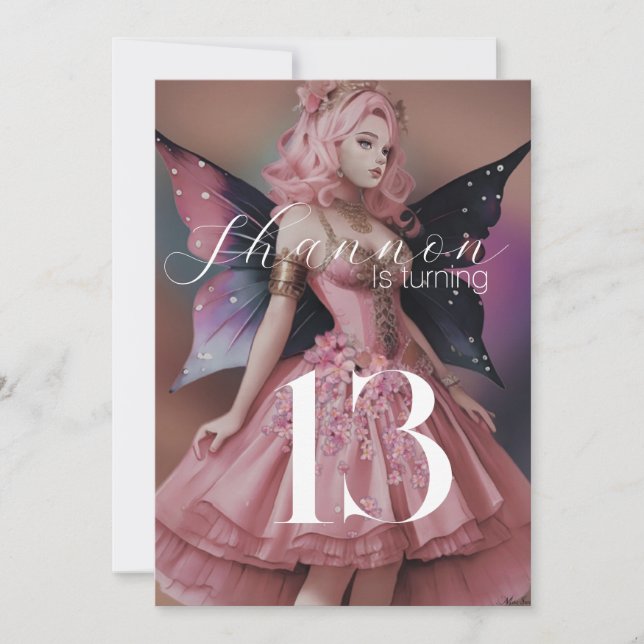 Pink Fairy Party Invitation (Front)