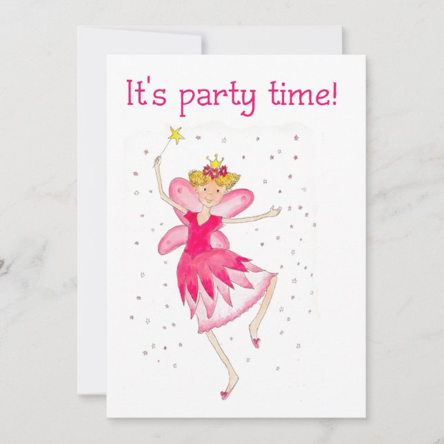 Pink Fairy Party Invitation (Front)