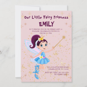 Pink Fairy Princess Birthday Invitation