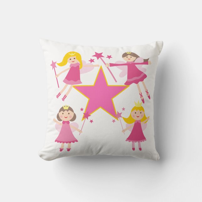 Pink Fairy Princesses Pillow (Front)