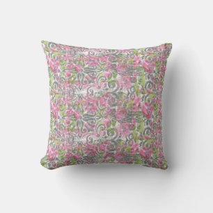 Pink Fairy Scroll Design Throw Pillow