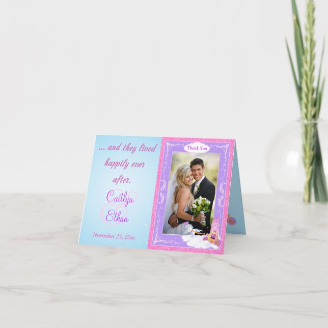 Pink Fairy Tale Photo Thank You Note Card 2 (Front)