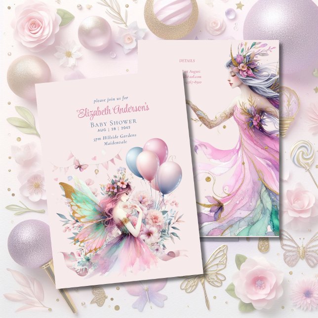 Pink Fairy Tale Princess Roses Girls Baby Shower Invitation (Creator Uploaded)