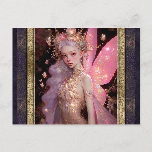 Pink Fairy Woman Fantasy Art Postcard (Front)