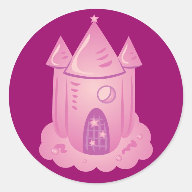 Pink Fairytale Castle Classic Round Sticker (Front)