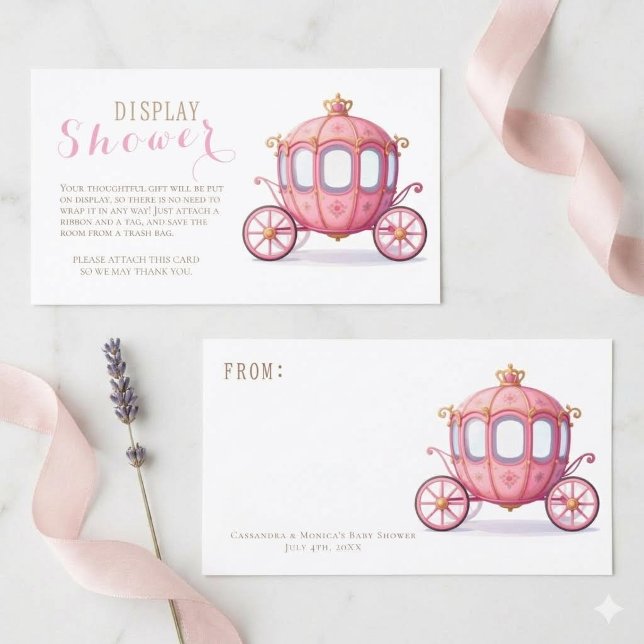 Pink Fairytale Princess Carriage Display Shower  Enclosure Card (Creator Uploaded)