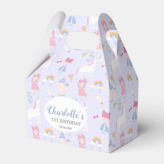 Pink Fairytale Princess Unicorn 1st Birthday Party Favour Box