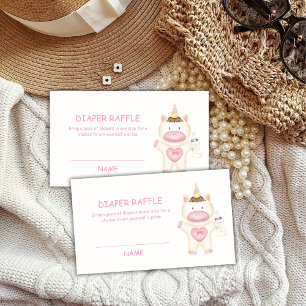 Pink Fairytale Unicorn Diaper Raffle Baby Shower  Enclosure Card