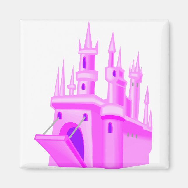 Pink Fairytale Wedding Castle Magnet (Front)