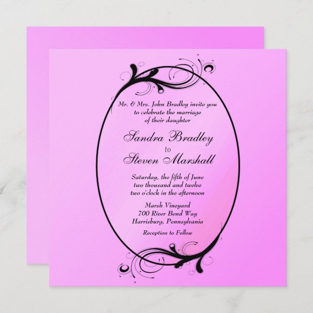Pink Fairytale Wedding Invitation (Front/Back)