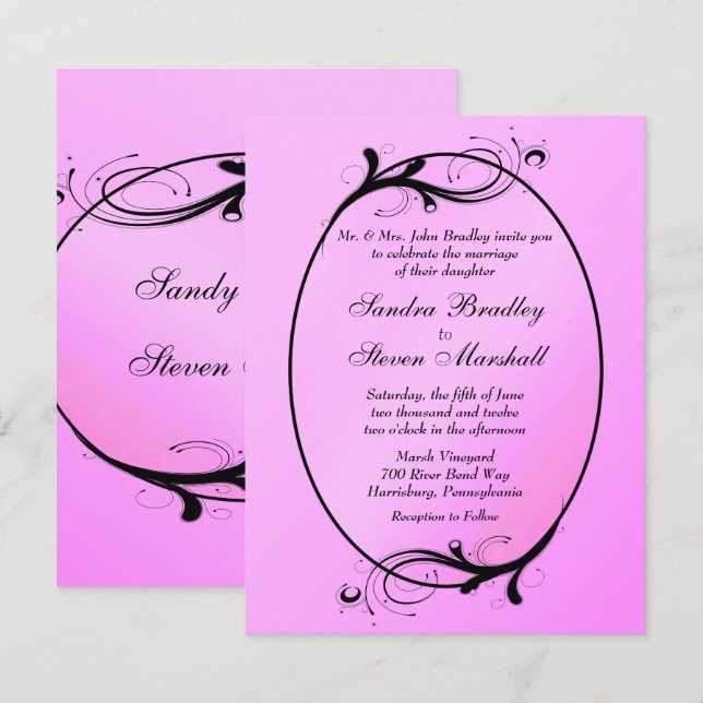 Pink Fairytale Wedding Invitation (Front/Back)