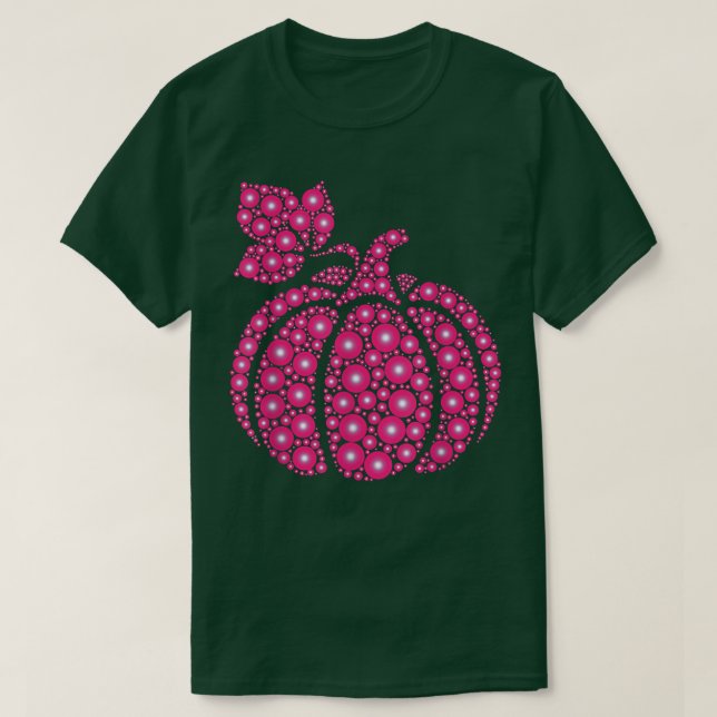 Pink Fall Autumn Polka Dot Pumpkin International D T-Shirt (Design Front)