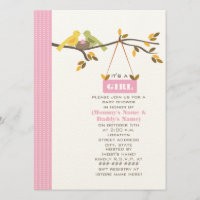 Pink Fall Baby Shower Mummy & Daddy Birds & Nest