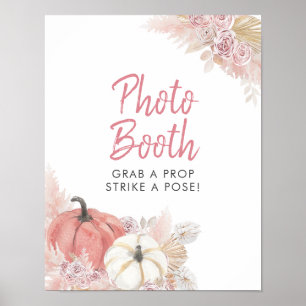 Pink Fall in Love Pumpkin Photo Booth Sign