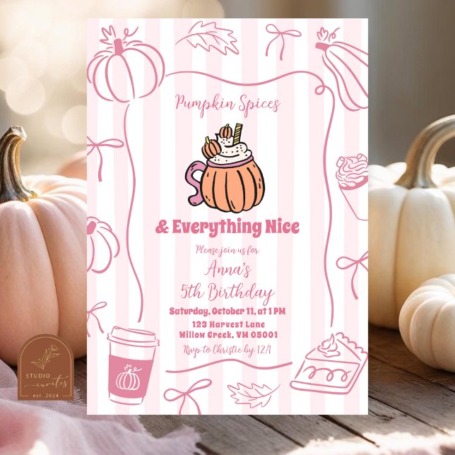 Pink Fall Pumpkin Spice and Everything Nice Invitation (Creator Uploaded)