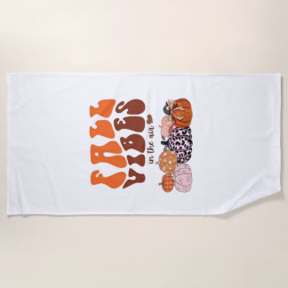 Pink Fall Pumpkin T-Shirt  Cute Autumn Graphic Tee Beach Towel