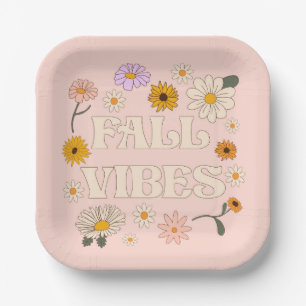 Pink Fall Vibes Paper Plate