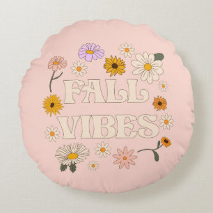 Pink Fall Vibes Round Cushion