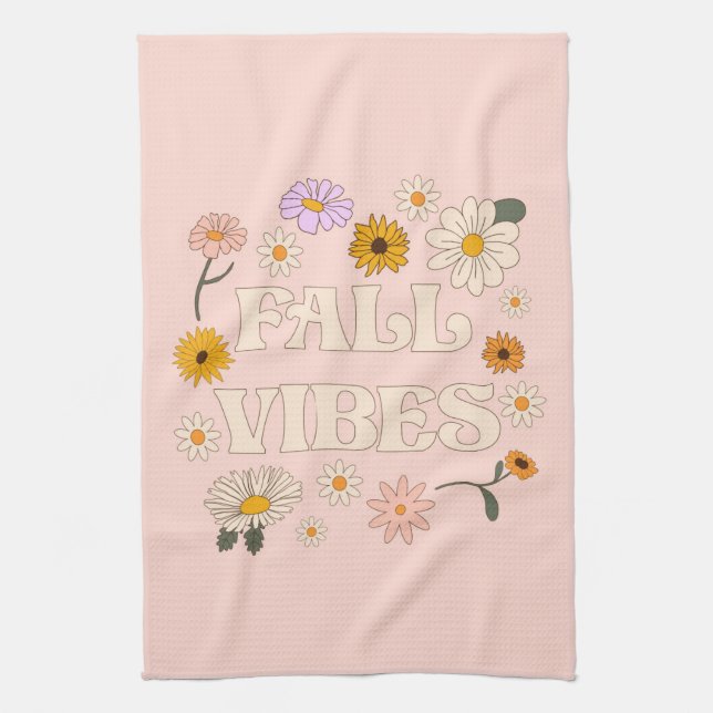 Pink Fall Vibes Tea Towel (Vertical)