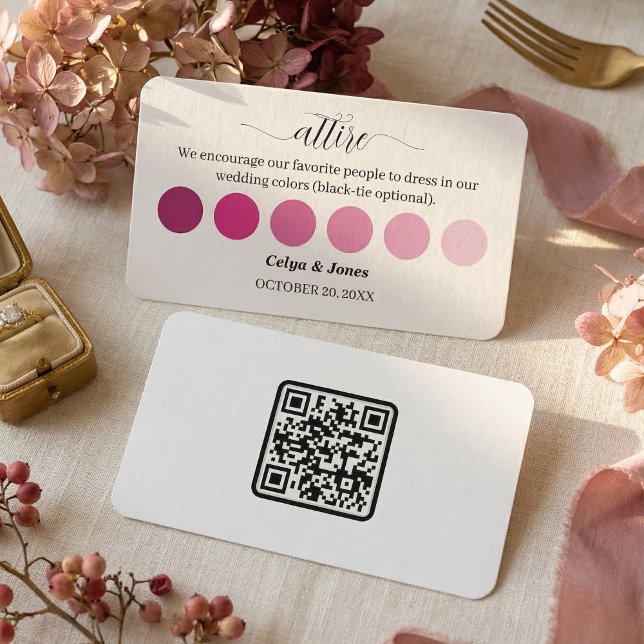 PINK Fall Wedding Attire Dress Code Palette  Enclosure Card (PINK Fall Wedding Attire Dress Code Palette Enclosure Card)