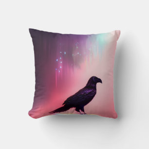 Pink Falls Raven Cushion