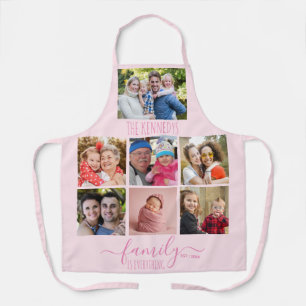 Pink Family Is Everything Quote 7 Photo Collage   Apron