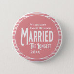Pink Family Reunion Award Married The Longest 6 Cm Round Badge<br><div class="desc">It's fun getting together with your family and reconnecting, sharing stories and learning about family genealogy. It's also fun to have an awards ceremony at your Family Reunion gathering. This family reunion award is for the couple who has been married the longest. Look for this design in pink and white...</div>