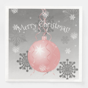 Pink Fancy Christmas Ornament Paper Napkin