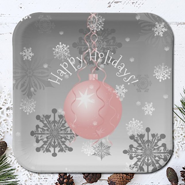 Pink Fancy Christmas Ornament Paper Plate (Pink Fancy Christmas Ornament Paper Plates)