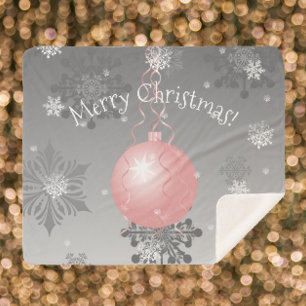 Pink Fancy Christmas Ornament Sherpa Blanket