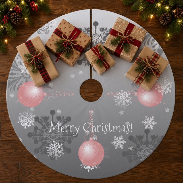 Pink Fancy Christmas Ornament Tree Skirt (Pink Fancy Christmas Ornament Tree Skirt)