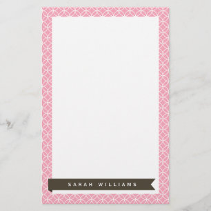 Pink Fancy Circles Pattern Stationery