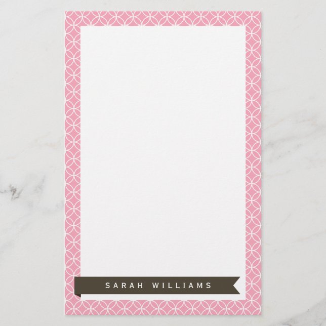 Pink Fancy Circles Pattern Stationery (Front)