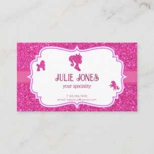 Pink Fancy glitter sparkle doll personal card