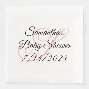 Pink Fancy Monogram Baby Shower Napkin