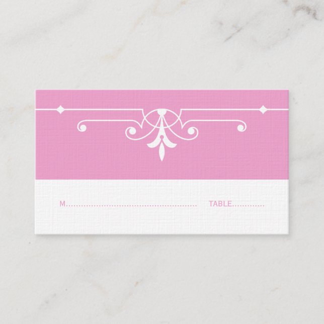 Pink Fancy Ornamental Place Card (Front)