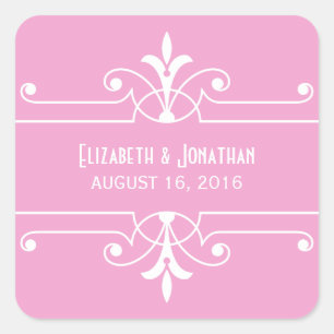Pink Fancy Ornamental Wedding Stickers