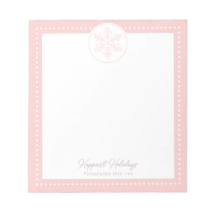 Pink Fancy Snowflake Personalized Holiday Notepad