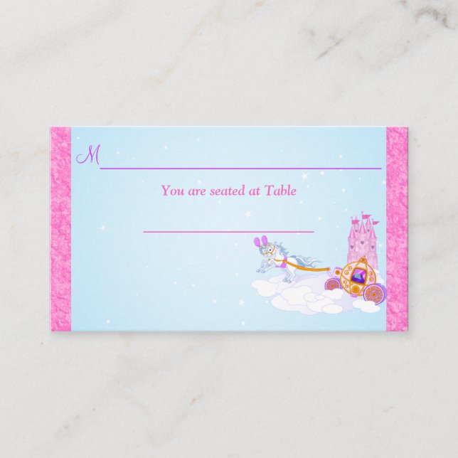 Pink Fantasy Fairy Tale Reception Place Card (Front)