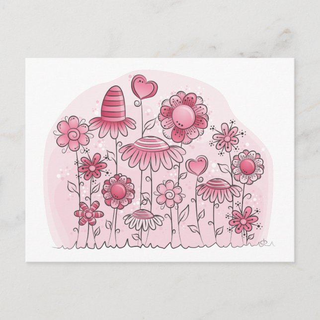 Pink Fantasy Flower field Postcard (Front)